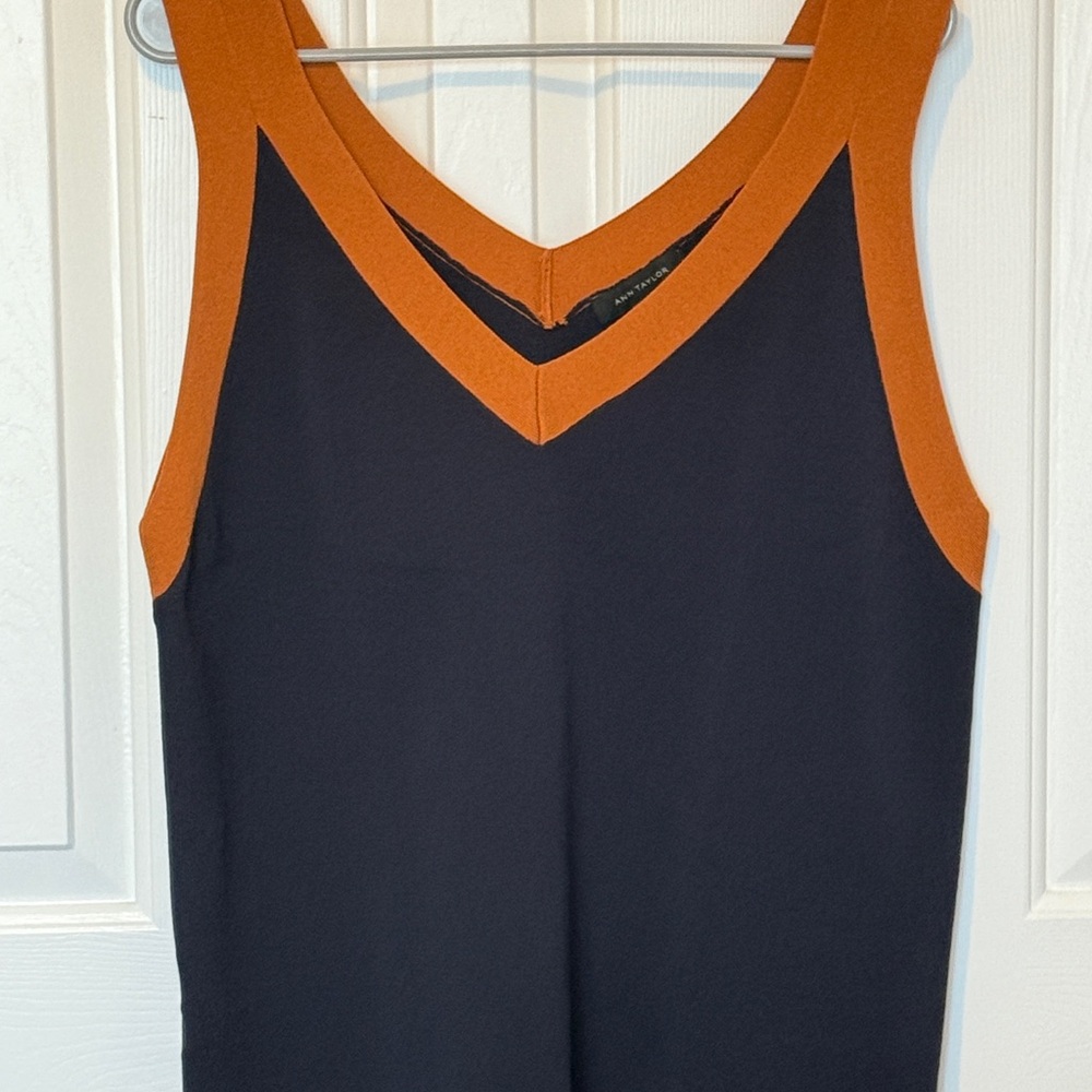 Ann Taylor Navy and Orange Sweater Tank Top